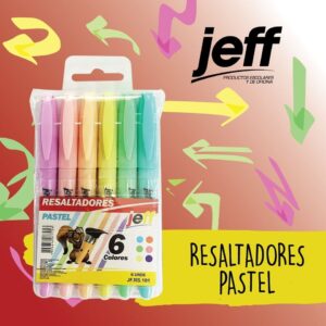 12563 - RESALTADOR JEFF 6 COLORES PASTEL